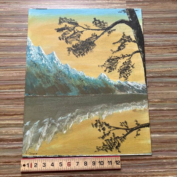 Mountain Reflection Original Oil Painting 16x20 Nature Artwork Signed G. Cheyne - Picture 2 of 6